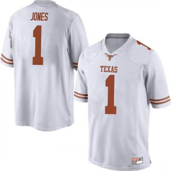 Mens Texas Longhorns #1 Andrew Jones Replica Stitched Jersey White